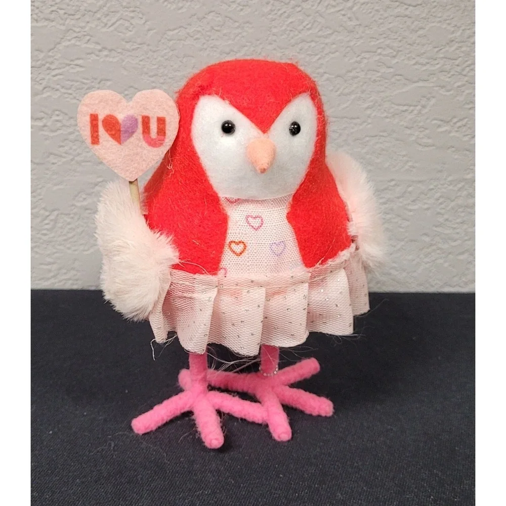 Featherly Friends Bird Carmine 2022 Valentine's Day Bird with I Love You Sign